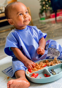 Short Sleeve Messy Mealtime Smock - Bubblegum Blue (Echidna) - ToddleQuest